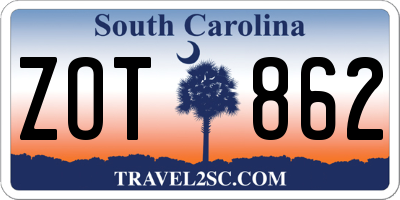 SC license plate ZOT862