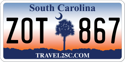 SC license plate ZOT867