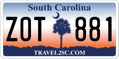 SC license plate ZOT881
