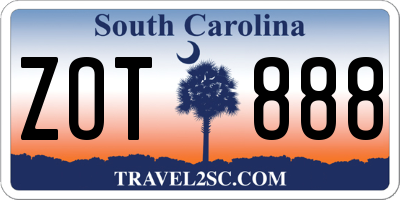 SC license plate ZOT888