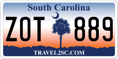SC license plate ZOT889