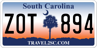 SC license plate ZOT894