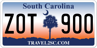 SC license plate ZOT900