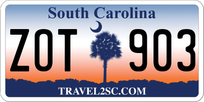 SC license plate ZOT903