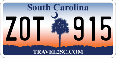 SC license plate ZOT915