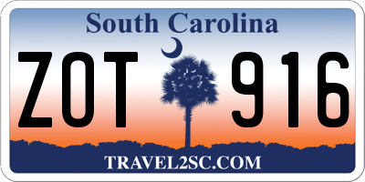 SC license plate ZOT916