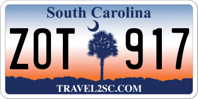 SC license plate ZOT917