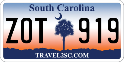 SC license plate ZOT919