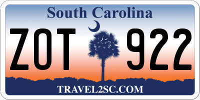 SC license plate ZOT922