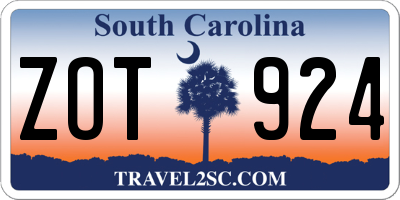 SC license plate ZOT924