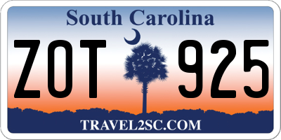 SC license plate ZOT925