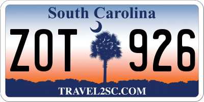 SC license plate ZOT926