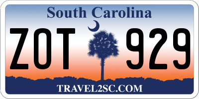 SC license plate ZOT929