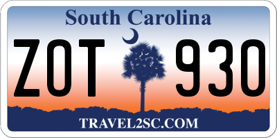 SC license plate ZOT930