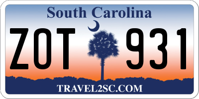 SC license plate ZOT931