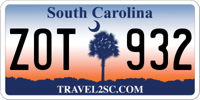 SC license plate ZOT932