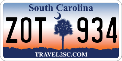 SC license plate ZOT934