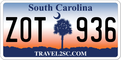 SC license plate ZOT936