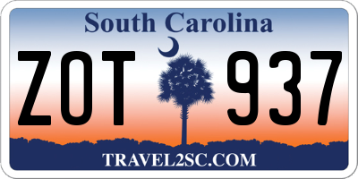 SC license plate ZOT937