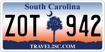 SC license plate ZOT942