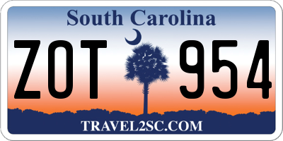 SC license plate ZOT954