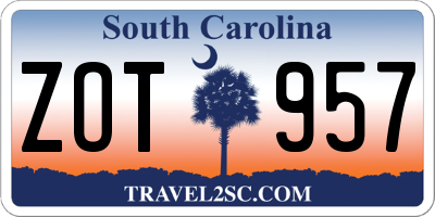 SC license plate ZOT957