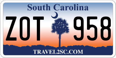 SC license plate ZOT958