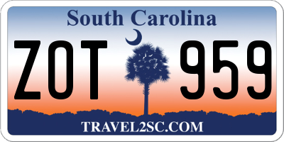 SC license plate ZOT959