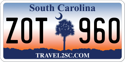 SC license plate ZOT960