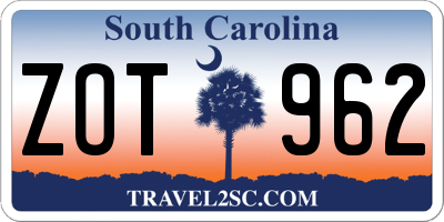 SC license plate ZOT962