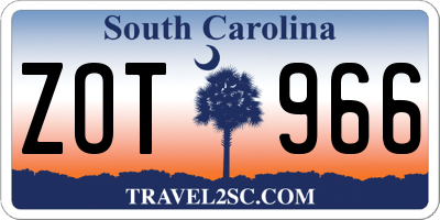 SC license plate ZOT966