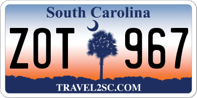 SC license plate ZOT967