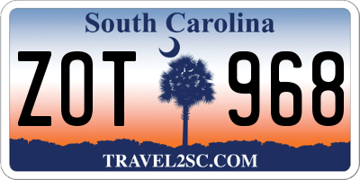 SC license plate ZOT968