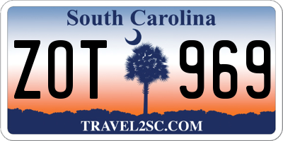 SC license plate ZOT969