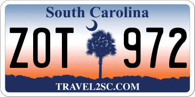SC license plate ZOT972