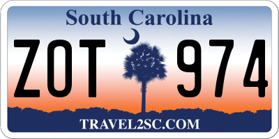 SC license plate ZOT974