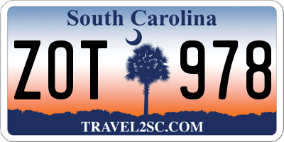 SC license plate ZOT978
