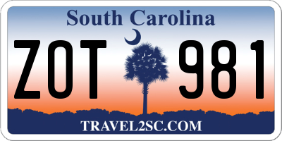 SC license plate ZOT981