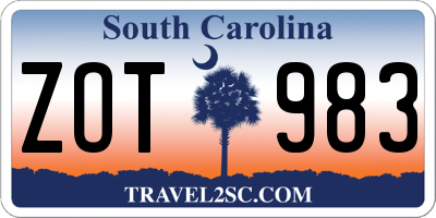 SC license plate ZOT983