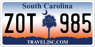 SC license plate ZOT985