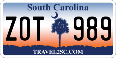 SC license plate ZOT989