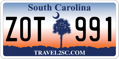 SC license plate ZOT991