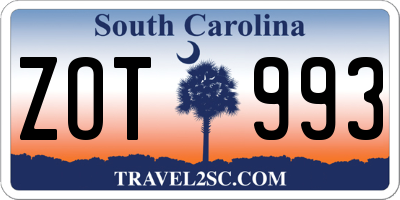 SC license plate ZOT993