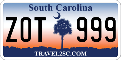 SC license plate ZOT999