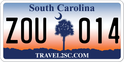 SC license plate ZOU014