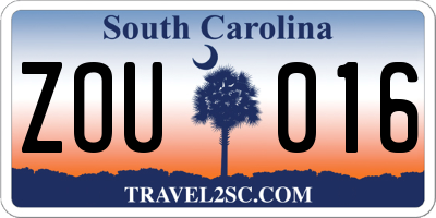 SC license plate ZOU016