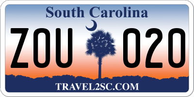 SC license plate ZOU020