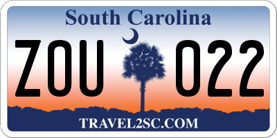 SC license plate ZOU022