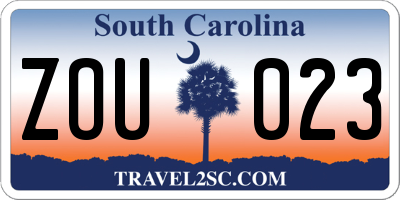SC license plate ZOU023