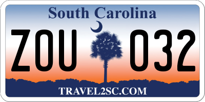SC license plate ZOU032